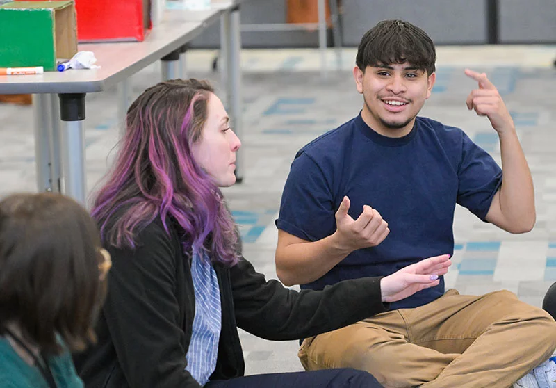 Bryan Castaneda, right, is a student at Aurora Science & Technology. He hopes to become a surgeon and enjoyed taking part in a neurology lesson with Lisa Hirt, who is a lab manager and does research on the Anschutz Medical Campus where Bryan's school is located. Photo by Cyrus McCrimmon, for UCHealth.