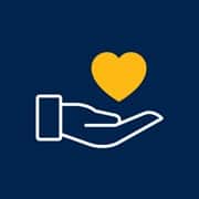 An icon of two hands holding a heart